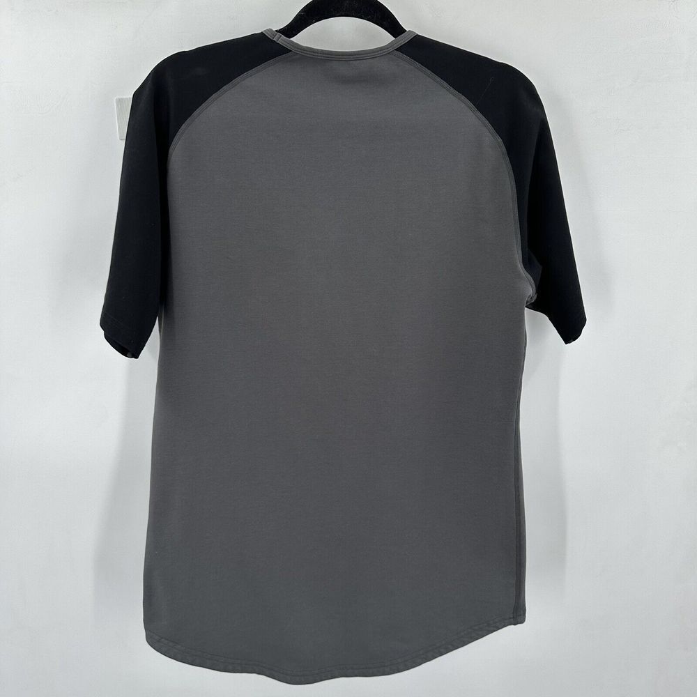 BYLT Shirt‎ Mens Medium Drop Cut Lux Short Sleeve Color Block Raglan Black Gray - Picture 4 of 10